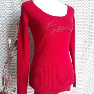 Size M Guess knit top, dark red color